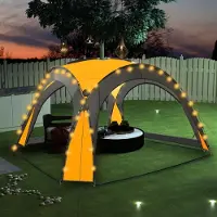 The Living Store Tente de réception avec LED et 4 parois latérales 3,6x3,6x2,3 m Jaune