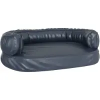 The Living Store Lit pour chien Ergonomique Mousse Bleu foncé 75x53cm Similicuir