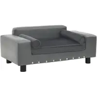 The Living Store Canapé pour chien Gris 81x43x31 cm Peluche et similicuir