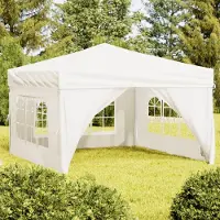 The Living Store Tente de réception pliable avec parois latérales Crème 3x3 m