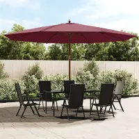 The Living Store Parasol avec mât en bois rouge bordeaux 400x273 cm