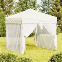 The Living Store Tente de réception pliante avec parois latérales Crème 2x2 m
