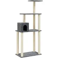 The Living Store Arbre à chat avec colonnes à griffer en sisal Gris foncé 147 cm