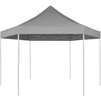 The Living Store Tente de réception Pop-Up Hexagonale Pliable Grise 3,6x3,1 m