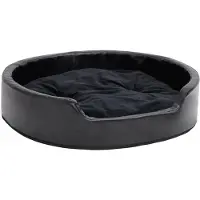 The Living Store Lit pour chien noir 79x70x19 cm peluche et similicuir