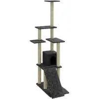 The Living Store Arbre à chat avec colonnes à griffer en sisal Gris foncé 155 cm