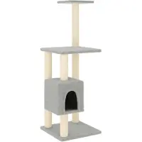 The Living Store Arbre à chat avec colonnes à griffer en sisal gris clair 104 cm