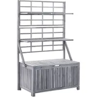 The Living Store Coffre de rangement avec treillis 99x55x160cm en bois massif d'acacia