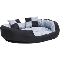 The Living Store Coussin pour chien Réversible et lavable Gris et noir 110x80x23 cm