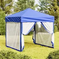 The Living Store Tente de réception pliable avec parois latérales Bleu 2x2 m