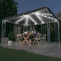 The Living Store Pavillon avec guirlande lumineuse LED 400x300 cm Anthracite