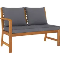 The Living Store Banc de jardin 114,5 cm avec coussins gris foncé Bois massif Acacia