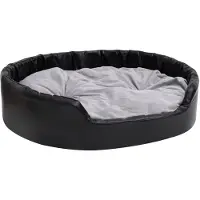The Living Store Lit pour chien noir-gris 99x89x21 cm peluche et similicuir