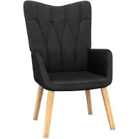 The Living Store Fauteuil relax avec pouf Noir Tissu