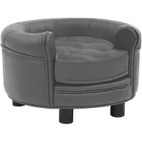 The Living Store Canapé pour chien Gris 48x48x32 cm Peluche et similicuir