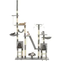 The Living Store Arbre à chat avec griffoirs en sisal 230 - 250 cm Gris