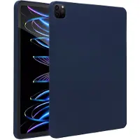 Accezz Coque Liquid Silicone avec porte-stylet pour Apple iPad Pro 12.9 (2022) / Pro 12.9 (2021) / Pro 12.9 (2020) - Bleu foncé