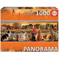 Educa Educa, puzzle animaux et faune 1000 pièces panorama chats sur le quai, Coloré