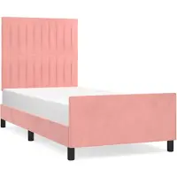 vidaXL Cadre de lit avec tête de lit rose 90x190 cm velours