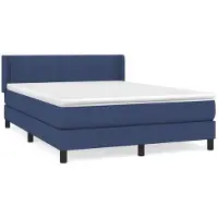 vidaXL Lit boxspring avec matelas bleu 140x200 cm Tissu