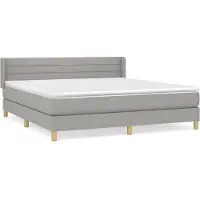 vidaXL Lit boxspring avec matelas gris clair 160x200 cm Tissu