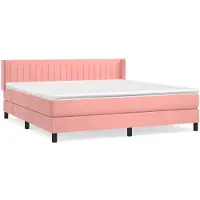 vidaXL Lit boxspring avec matelas rose 160x200 cm velours