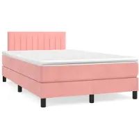 vidaXL Lit boxspring avec matelas rose 120x200 cm velours