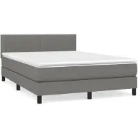 vidaXL Lit boxspring avec matelas gris foncé 140x200 cm Tissu