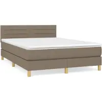 vidaXL Lit boxspring avec matelas Taupe 140x200 cm Tissu