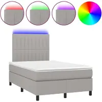 vidaXL Lit boxspring avec matelas & LED gris clair 120x200 cm Tissu