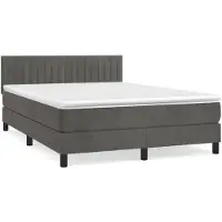 vidaXL Lit boxspring avec matelas gris foncé 140x200 cm velours