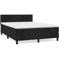 vidaXL Lit boxspring avec matelas noir 140x200 cm velours