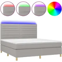 vidaXL Lit boxspring avec matelas & LED gris clair 160x200 cm Tissu