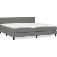 vidaXL Lit boxspring avec matelas gris foncé 200x200 cm Tissu
