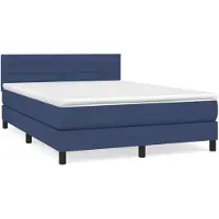 vidaXL Lit boxspring avec matelas bleu 140x190 cm Tissu