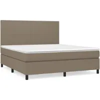 vidaXL Lit boxspring avec matelas Taupe 180x200 cm Tissu