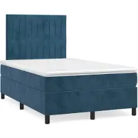 vidaXL Lit boxspring avec matelas bleu foncé 120x200 cm velours