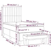 vidaXL Lit Boxspring avec matelas Taupe 80x200 cm Tissu