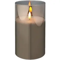 Lumineo Bougie LED en verre blanc chaud avec minuterie - éclairage d'ambiance 17,5cm