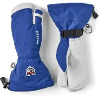 Hestra Army Leather Heli Ski, 3 doigts gants de ski, bleu