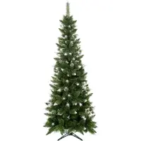 Springos arbre de Noël artificiel pin diamant slim neige artificielle et cônes 220 cm
