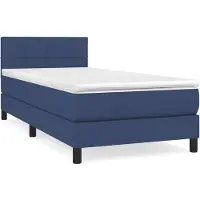 vidaXL Lit boxspring avec matelas bleu 100x200 cm Tissu