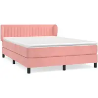 vidaXL Lit boxspring avec matelas rose 140x190 cm velours