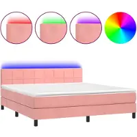 vidaXL Sommier tapissier avec matelas et LED Rose 180x200 cm Velours
