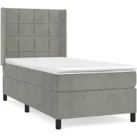 vidaXL Lit boxspring avec matelas gris clair 80x200 cm velours