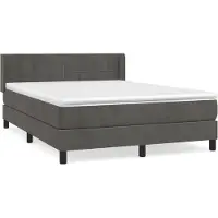 vidaXL Lit boxspring avec matelas gris foncé 140x200 cm velours