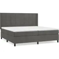 vidaXL Lit boxspring avec matelas gris foncé 200x200 cm velours
