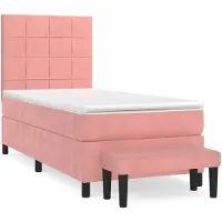 vidaXL Lit boxspring avec matelas rose 90x190 cm velours