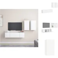vidaXL Ensemble de meubles TV 4 pièces Blanc Matériau dérivé du bois - Meubles TV