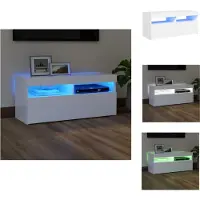 vidaXL Armoire TV avec lampes LED Blanc 90x35x40 cm - Meuble TV